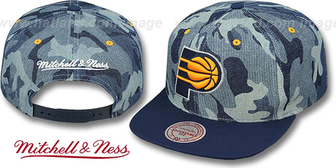 Pacers 'DENIM-CAMO SNAPBACK' Blue Hat by Mitchell and Ness