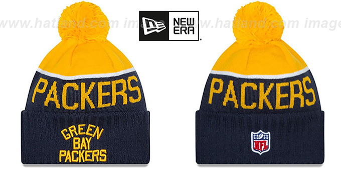 Packers '2015 THROWBACK STADIUM' Navy-Gold Knit Beanie Hat by New Era