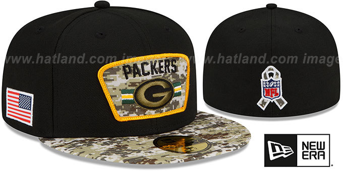 Packers '2021 SALUTE-TO-SERVICE' Black-Desert Fitted Hat by New Era