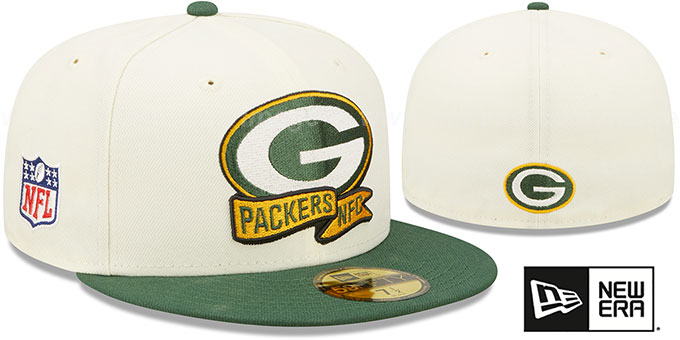 Packers '2022 NFL SIDELINE' Cream-Green Fitted Hat by New Era