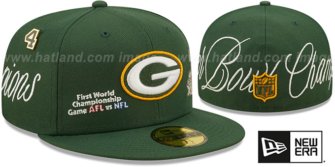 Packers 'HISTORIC CHAMPIONS' Green Fitted Hat by New Era