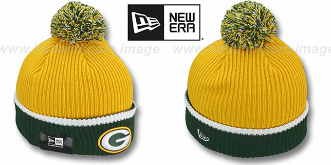 Packers 'NFL FIRESIDE' Gold-Green Knit Beanie Hat by New Era