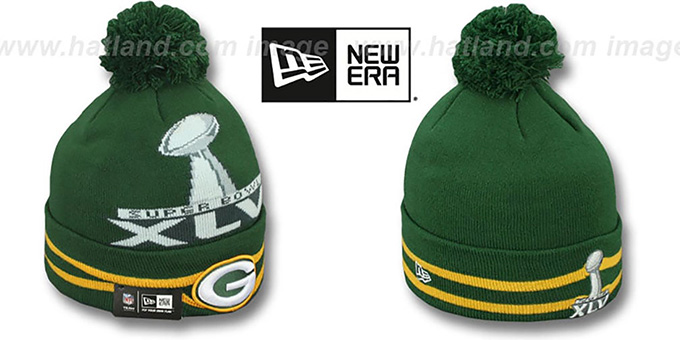 Packers 'SUPER BOWL XLV' Green Knit Beanie Hat by New Era