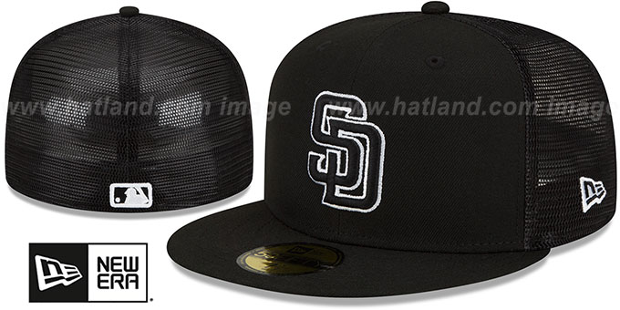 Padres 'BATTING PRACTICE TRUCKER' Black-White Fitted Hat by New Era