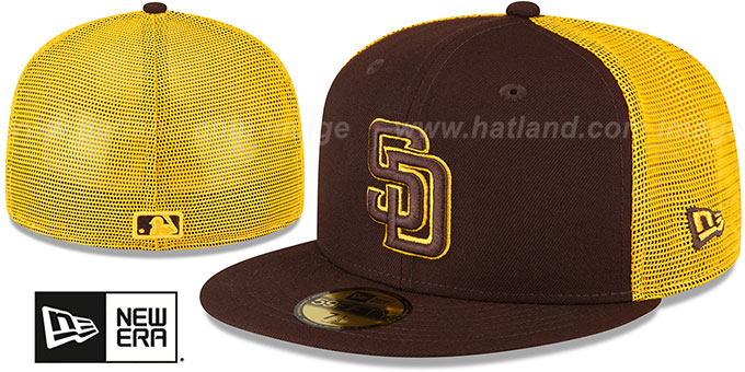 Padres 2023 '2T BATTING PRACTICE TRUCKER' Brown-Gold Fitted Hat by New Era