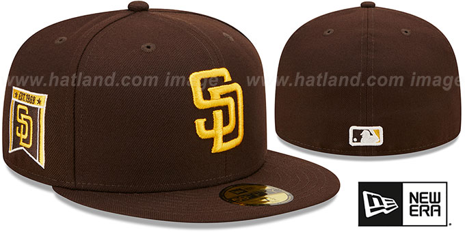 Padres 'BANNER SIDE-PATCH' Brown Fitted Hat by New Era