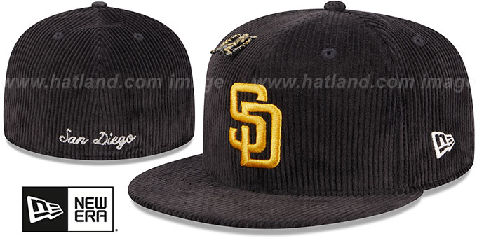 Padres 'LETTERMAN PIN CORDUROY' Brown Fitted Hat by New Era