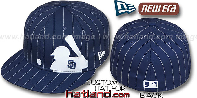 Padres 'MLB SILHOUETTE PINSTRIPE' Navy-White Fitted Hat by New Era