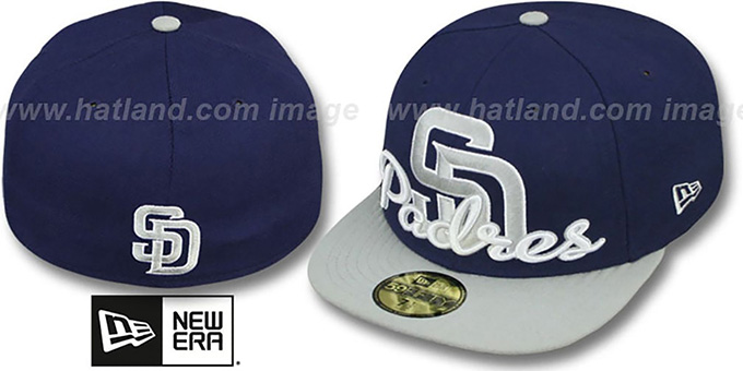 Padres 'SCRIPT-PUNCH' Navy-Grey Fitted Hat by New Era