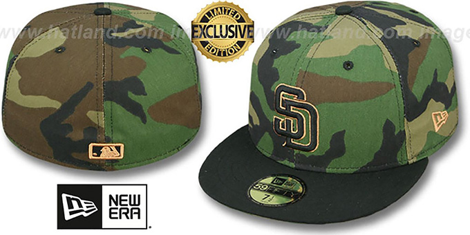 Padres 'TEAM-BASIC' Army Camo Fitted Hat by New Era