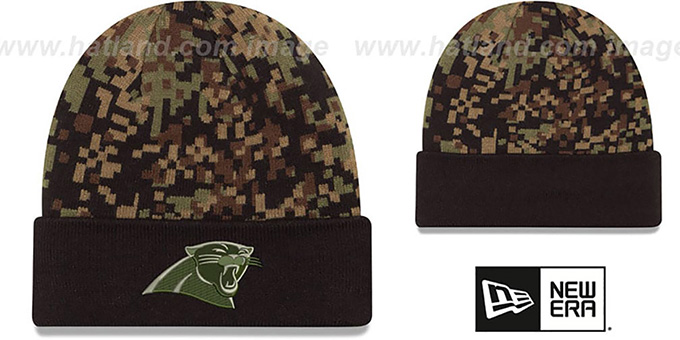 Panthers 'ARMY CAMO PRINT-PLAY' Knit Beanie Hat by New Era