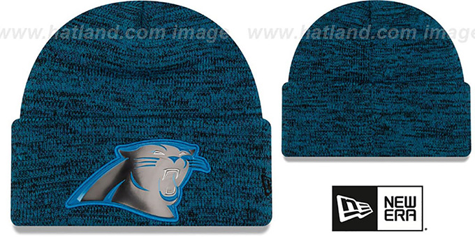 Panthers 'BEVEL' Blue-Black Knit Beanie Hat by New Era