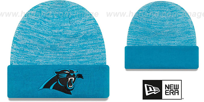 Panthers 'TEAM-RAPID' Blue-White Knit Beanie Hat by New Era