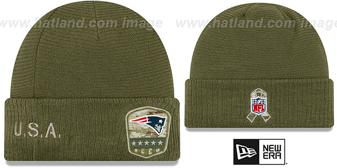 Patriots '2019 SALUTE-TO-SERVICE' Knit Beanie Hat by New Era