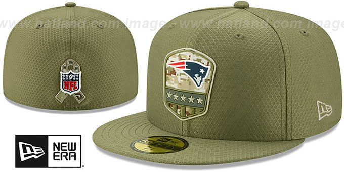 Patriots '2019 SALUTE-TO-SERVICE' Olive Fitted Hat by New Era