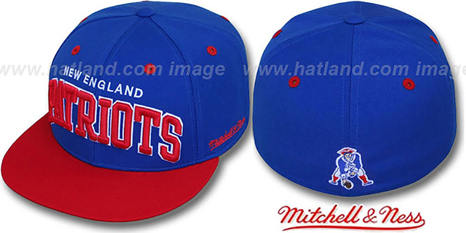 Patriots '2T CLASSIC-ARCH' Royal-Red Fitted Hat by Mitchell and Ness