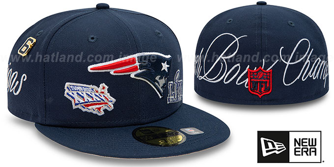 Patriots 'HISTORIC CHAMPIONS' Navy Fitted Hat by New Era