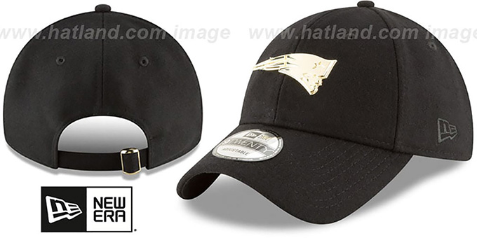 Patriots 'MINI GOLD METAL-BADGE STRAPBACK' Black Hat by New Era