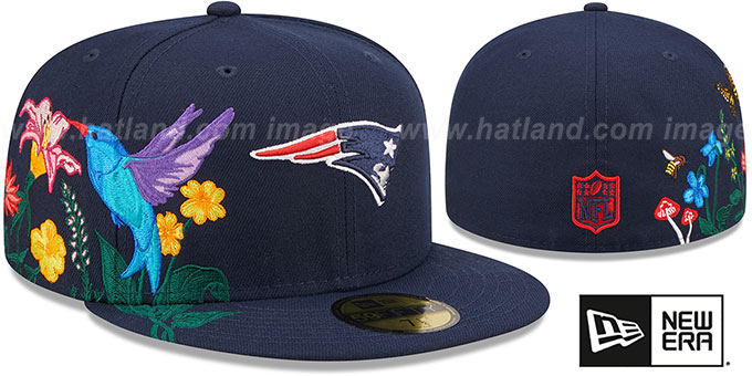 Patriots 'SIDE-BLOOM' Navy Fitted Hat by New Era