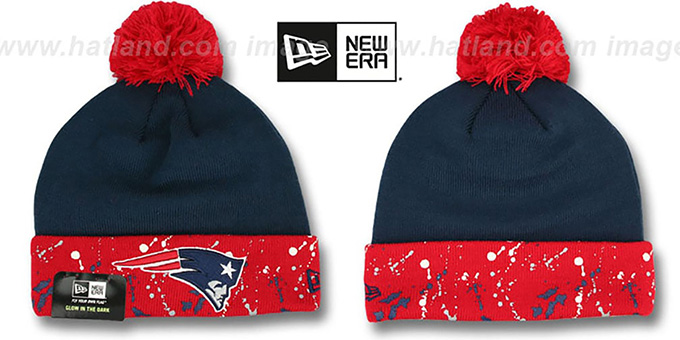 Patriots 'SPLATTER SPECK' Navy-Red Knit Beanie Hat by New Era