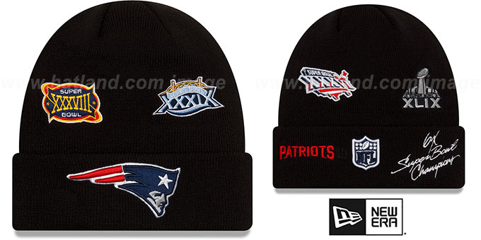 Patriots 'SUPER BOWL ELEMENTS' Black Knit Beanie Hat by New Era