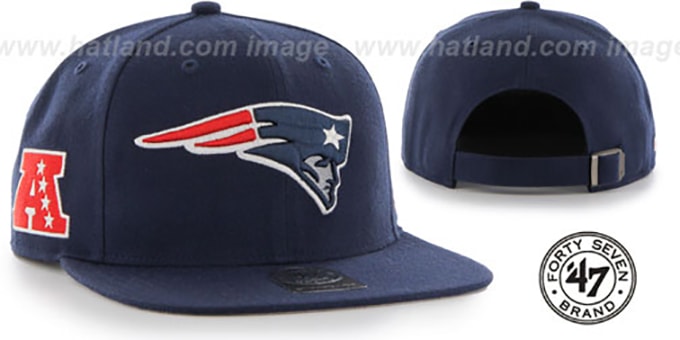 Patriots 'SUPER-SHOT STRAPBACK' Navy Hat by Twins 47 Brand