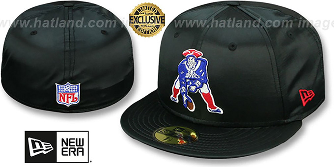 Patriots THROWBACK 'SATIN BASIC' Black Fitted Hat by New Era