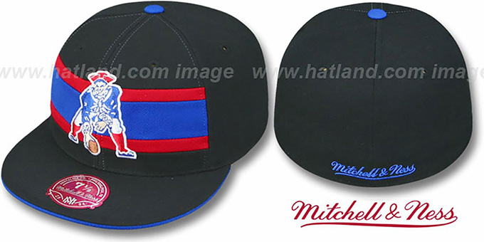 Patriots 'THROWBACK TIMEOUT' Black Fitted Hat by Mitchell and Ness