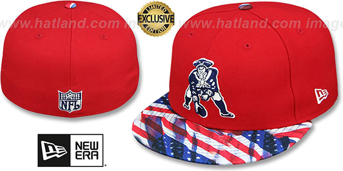 Patriots 'THROWBACK USA WAVING-FLAG' Red Fitted Hat by New Era