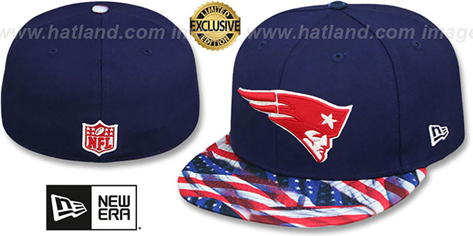 Patriots 'USA WAVING-FLAG' Navy Fitted Hat by New Era