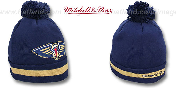 Pelicans 'XL-LOGO BEANIE' Navy by Mitchell and Ness