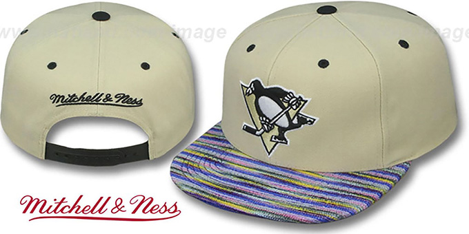 Penguins 'KNIT-WEAVE SNAPBACK' Cream-Multi Hat by Mitchell and Ness