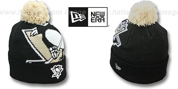 Penguins 'NHL-BIGGIE' Black Knit Beanie Hat by New Era