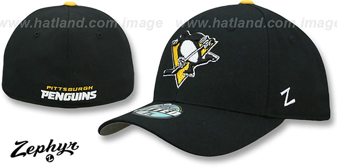 Penguins 'SHOOTOUT' Black Fitted Hat by Zephyr