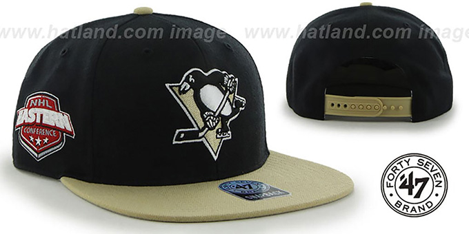 Penguins 'SURE-SHOT SNAPBACK' Black-Gold Hat by Twins 47 Brand