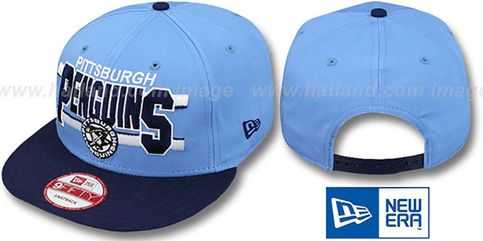 Penguins 'WORDSTRIPE SNAPBACK' Sky-Navy Hat by New Era