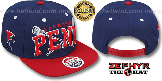 Penn 'LACROSSE SUPER-ARCH SNAPBACK' Navy-Red Hat by Zephyr