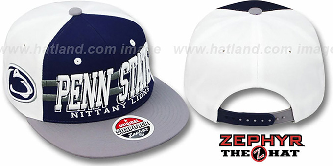 Penn State '2T SUPERSONIC SNAPBACK' Navy-Grey Hat by Zephyr