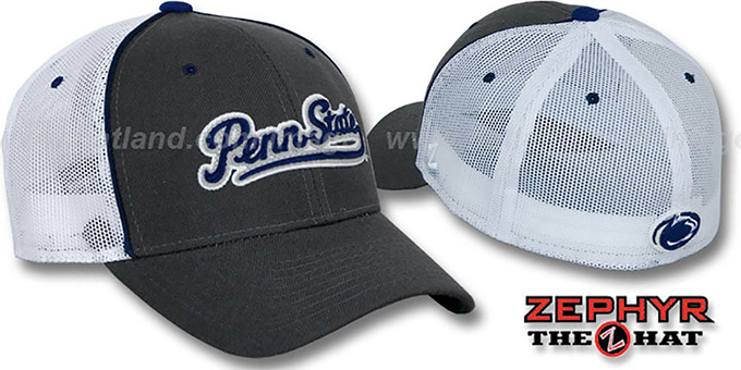 Penn State 'SCRIPT-MESH' Fitted Hat by Zephyr - grey-white