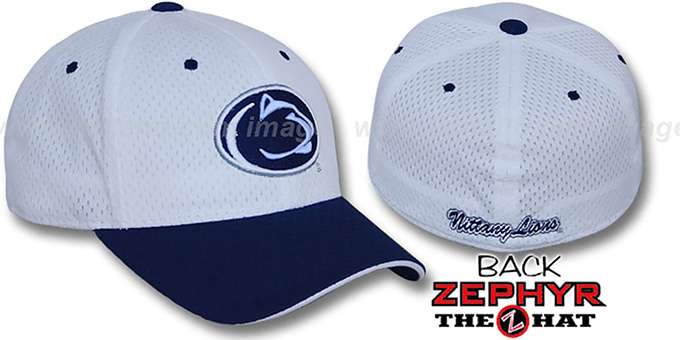 Penn State 'SPLIT BP-MESH' White-Navy Fitted Hat by Zephyr