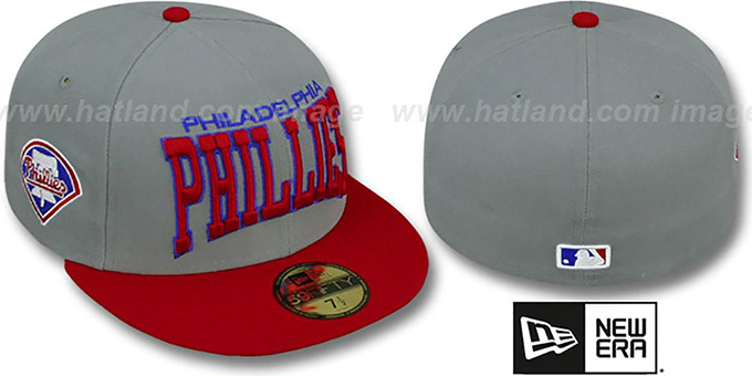 Philles 'PRO-ARCH' Grey-Red Fitted Hat by New Era