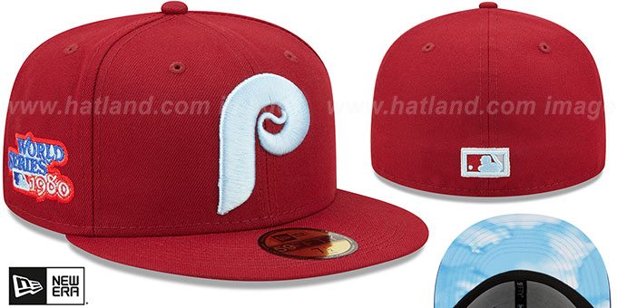 Phillies 1980 WS 'CLOUD-UNDER' Burgundy Fitted Hat by New Era