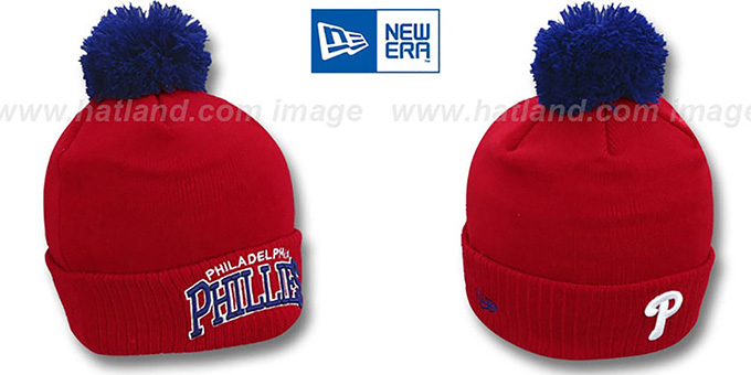 Phillies 'ARCHED-RIBBED' Red Knit Beanie Hat by New Era