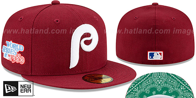 Phillies 'BANDANA KELLY BOTTOM' Burgundy Fitted Hat by New Era