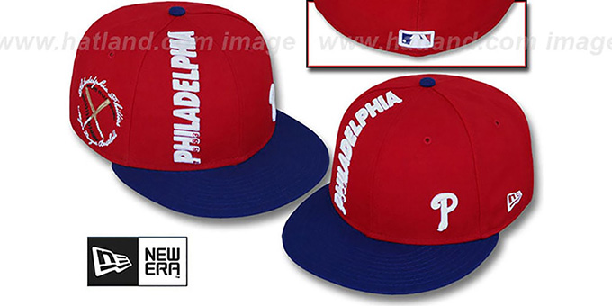 Phillies 'BEELINE' Red-Royal Fitted Hat by New Era