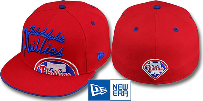 Phillies 'BIG-SCRIPT' Red Fitted Hat by New Era