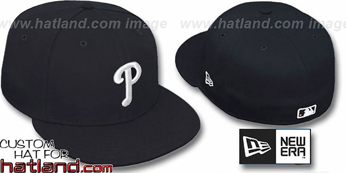 Phillies 'TEAM-BASIC' Black-White Fitted Hat by New Era