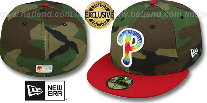 Phillies 'CAMO TYE-DYE INSIDER' Army-Red Fitted Hat by New Era