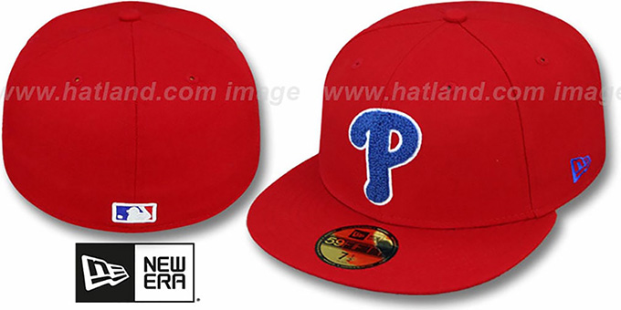 Phillies 'CHENILLE APPLIQUE' Red Fitted Hat by New Era