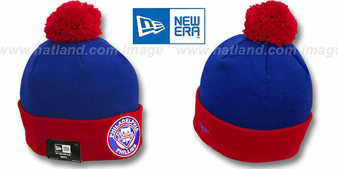 Phillies 'CIRCLE' Royal-Red Knit Beanie Hat by New Era